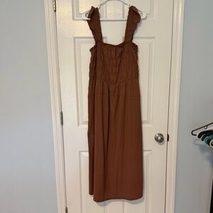 Old Navy Rust Brown Smocked Dress with Ruffle Straps